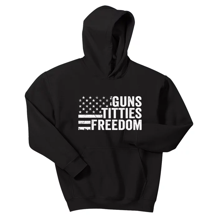 Guns Titties & Freedom Mens Funny Drinking Usa Flag Pullover Hoodie Kids Hoodie