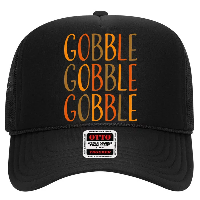 Gobble Thanksgiving Fall High Crown Mesh Trucker Hat