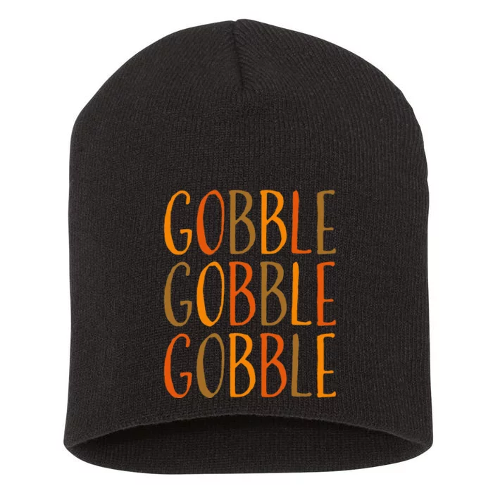 Gobble Thanksgiving Fall Short Acrylic Beanie