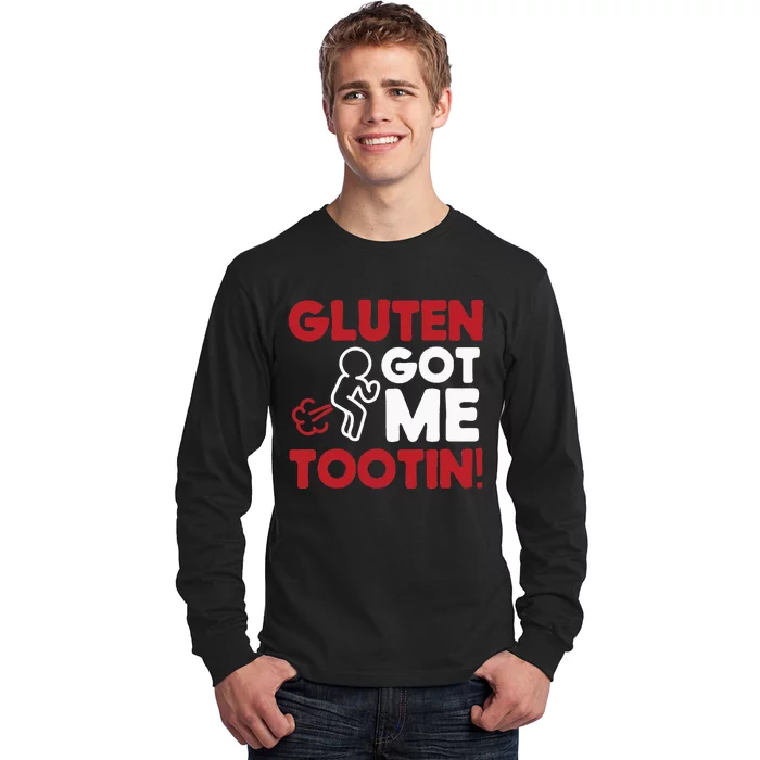 Gluten Tootin Funny Gluten Free Joke Design Gluten Jokes Long Sleeve Shirt