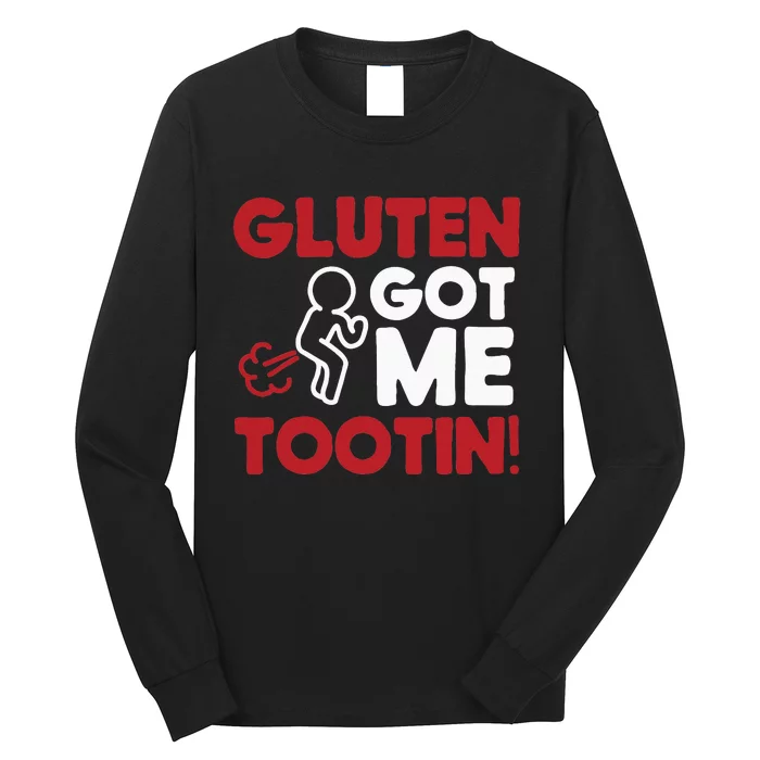 Gluten Tootin Funny Gluten Free Joke Design Gluten Jokes Long Sleeve Shirt