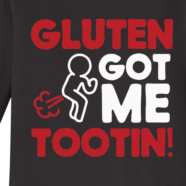 Gluten Tootin Funny Gluten Free Joke Design Gluten Jokes Baby Long Sleeve Bodysuit