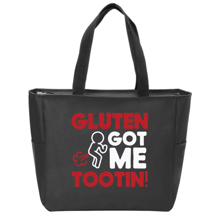 Gluten Tootin Funny Gluten Free Joke Design Gluten Jokes Zip Tote Bag