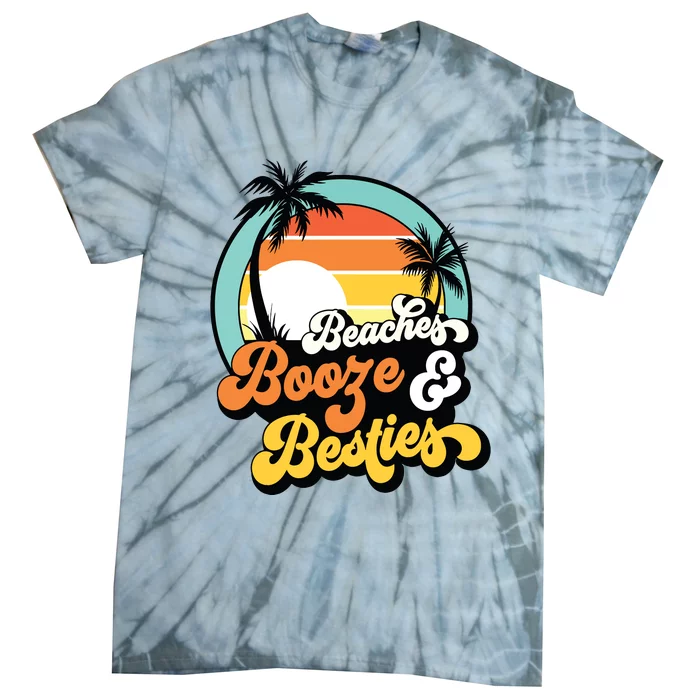 Girl Trip Funny Matching Beaches Booze Besties Best Friends Tie-Dye T-Shirt