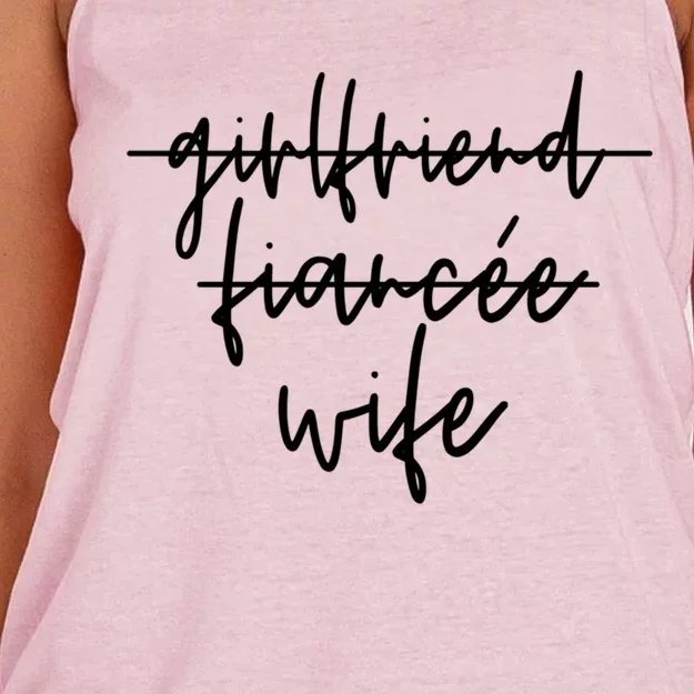 Girlfriend To Fiancee Fiance To Wife Engaget I Said Yes Cool Gift Women's Knotted Racerback Tank