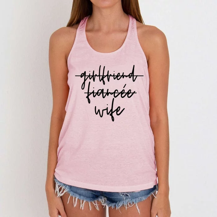 Girlfriend To Fiancee Fiance To Wife Engaget I Said Yes Cool Gift Women's Knotted Racerback Tank