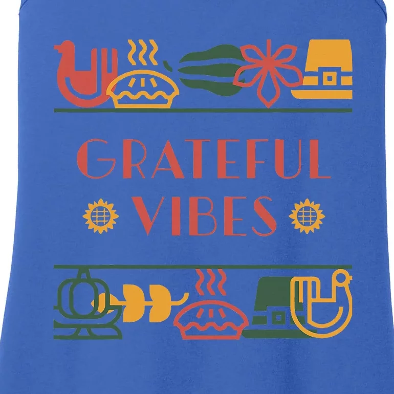 Grateful Thankful Favored Print Thanksgiving Ladies Essential Tank