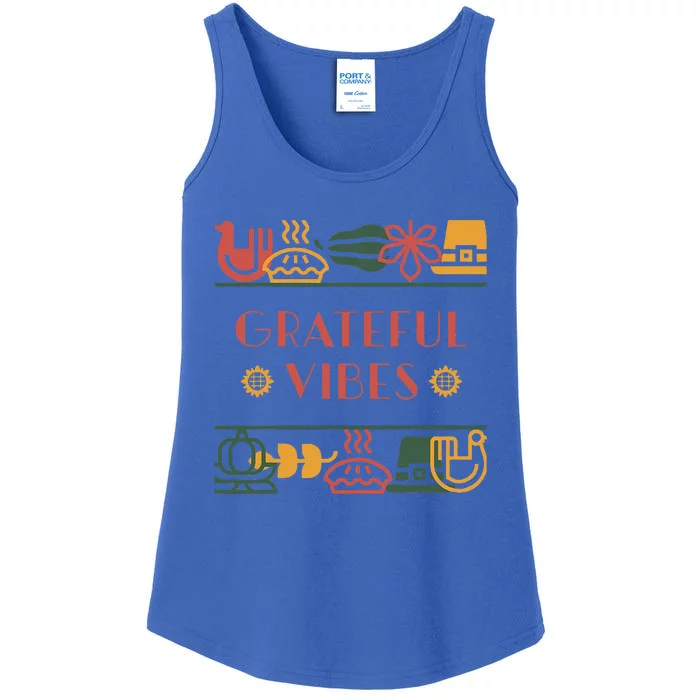 Grateful Thankful Favored Print Thanksgiving Ladies Essential Tank