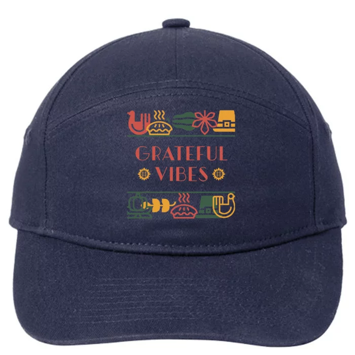 Grateful Thankful Favored Print Thanksgiving 7-Panel Snapback Hat