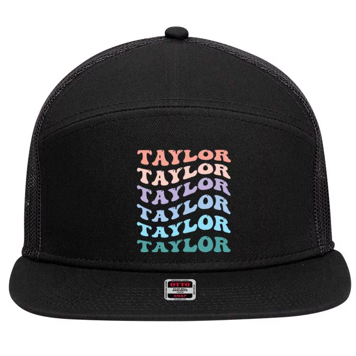 Groovy T.AYLOR First Name Personalized Birthday 7 Panel Mesh Trucker Snapback Hat