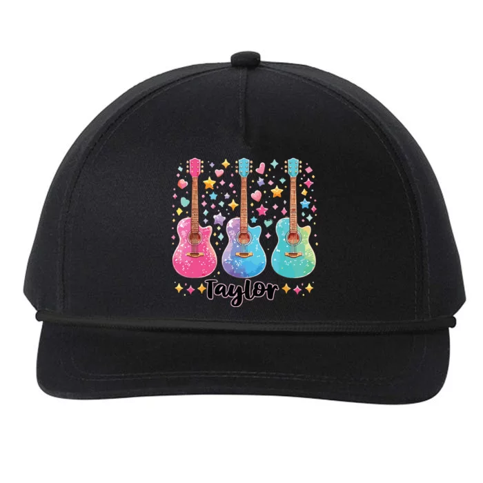 Girl Taylor First Name Personalized Groovy 80S Snapback Five-Panel Rope Hat