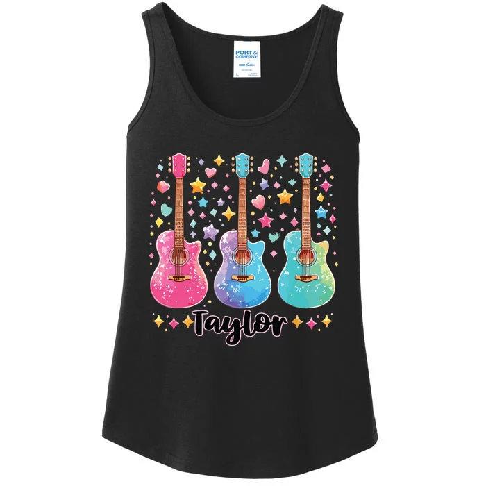 Girl Taylor First Name Personalized Groovy 80S Ladies Essential Tank