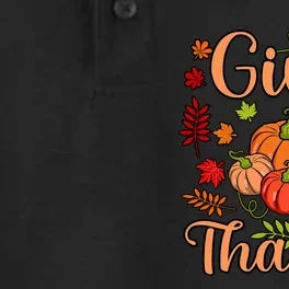 Give Thanks Fun Turkey Thanksgiving Family Graphic Dry Zone Grid Performance Polo