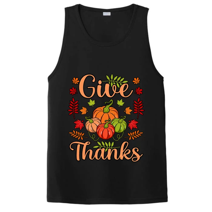 Give Thanks Fun Turkey Thanksgiving Family Graphic Performance Tank