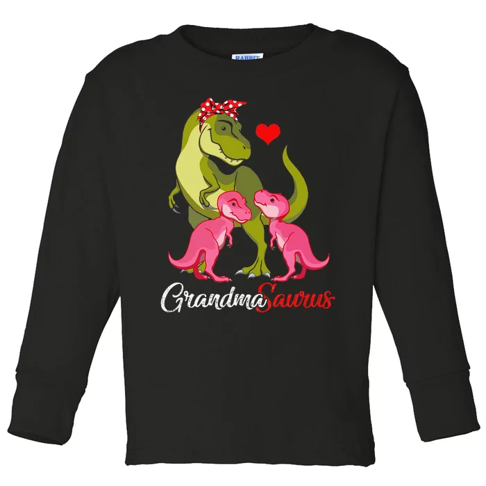 Grandmasaurus Trex Grandma Saurus Dinosaur Toddler Long Sleeve Shirt