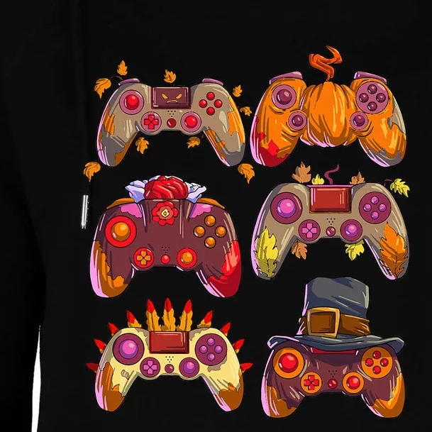 Gamer Thanksgiving Gaming Controllers Turkey Pumpkin Womens Funnel Neck Pullover Hood