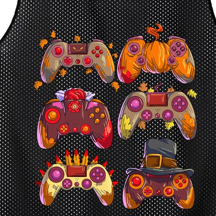 Gamer Thanksgiving Gaming Controllers Turkey Pumpkin Mesh Reversible Basketball Jersey Tank