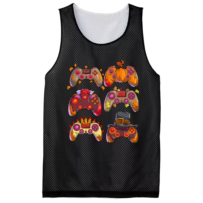 Gamer Thanksgiving Gaming Controllers Turkey Pumpkin Mesh Reversible Basketball Jersey Tank