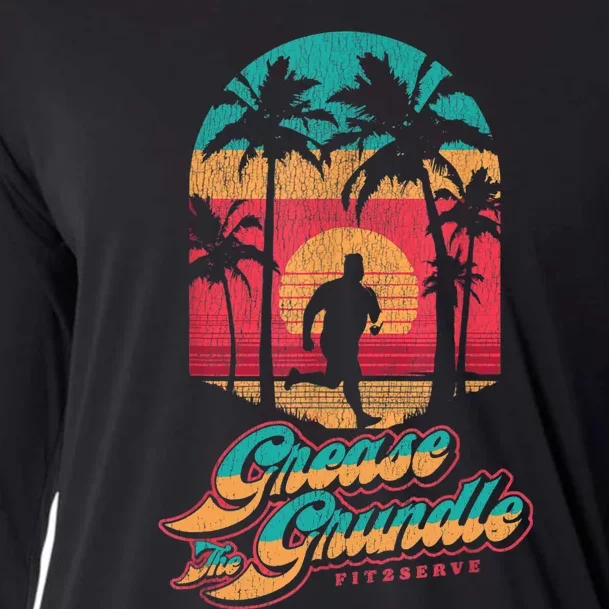 Grease The Grundle Funny Distressed 90s Running FIT2SERVE Cooling Performance Long Sleeve Crew