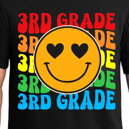 Groovy Third Grade Vibes Face Retro Teachers Back To School Gift Pajama Set