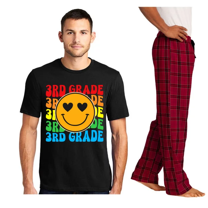 Groovy Third Grade Vibes Face Retro Teachers Back To School Gift Pajama Set