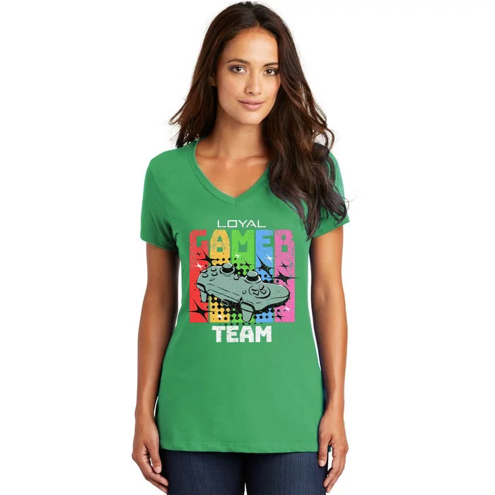 Gaming Team Gamer Crew Tournament Lan Party Gamer Women's V-Neck T-Shirt