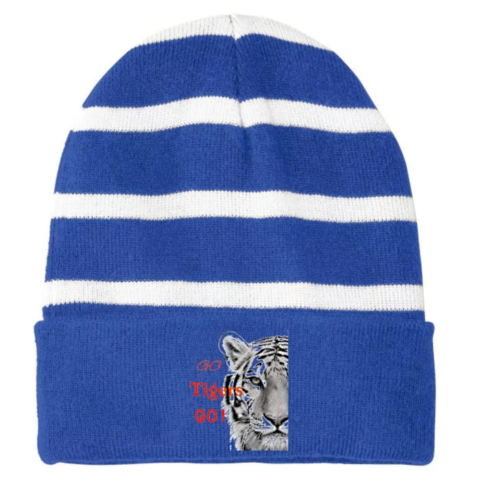 Go Tigers Go Sports Football Baseball Basketball Tigers Great Gift Striped Beanie with Solid Band