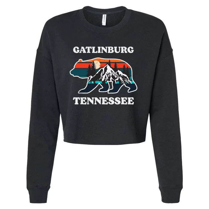 Gatlinburg Tennessee Great Smoky Mountains Bear Souvenir Cropped Pullover Crew