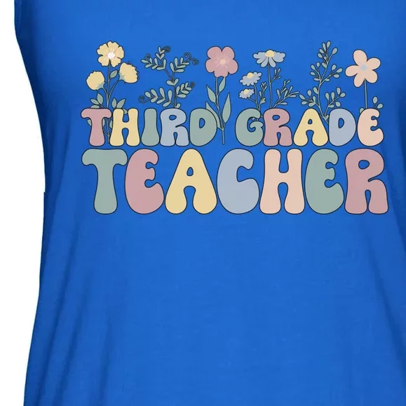 Groovy Third Grade Teacher Flowers Great Gift Ladies Essential Flowy Tank