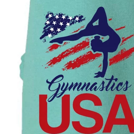 Girl Tumbling Gymnast Gymnastics Usa American Flag Doggie 3-End Fleece Hoodie