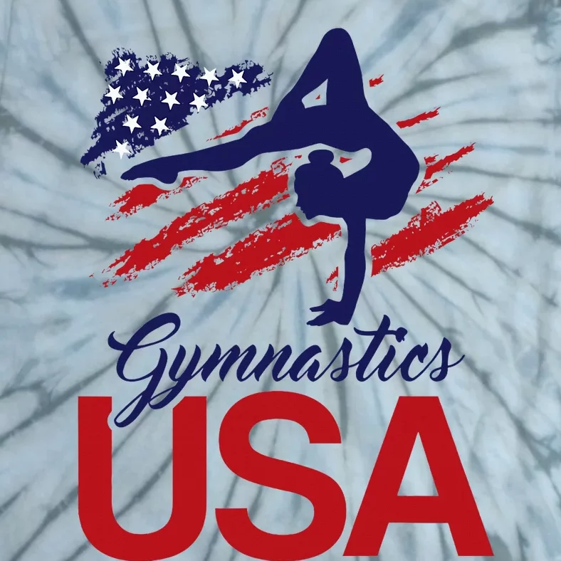 Girl Tumbling Gymnast Gymnastics Usa American Flag Tie-Dye T-Shirt