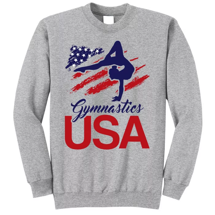 Girl Tumbling Gymnast Gymnastics Usa American Flag Tall Sweatshirt