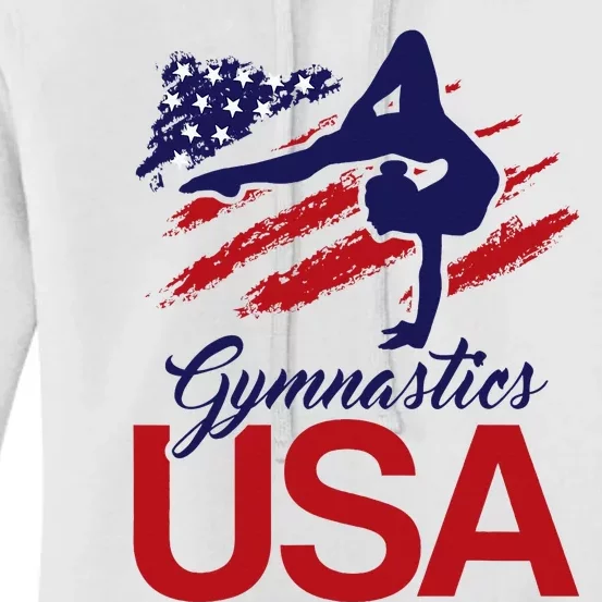 Girl Tumbling Gymnast Gymnastics Usa American Flag Women's Pullover Hoodie