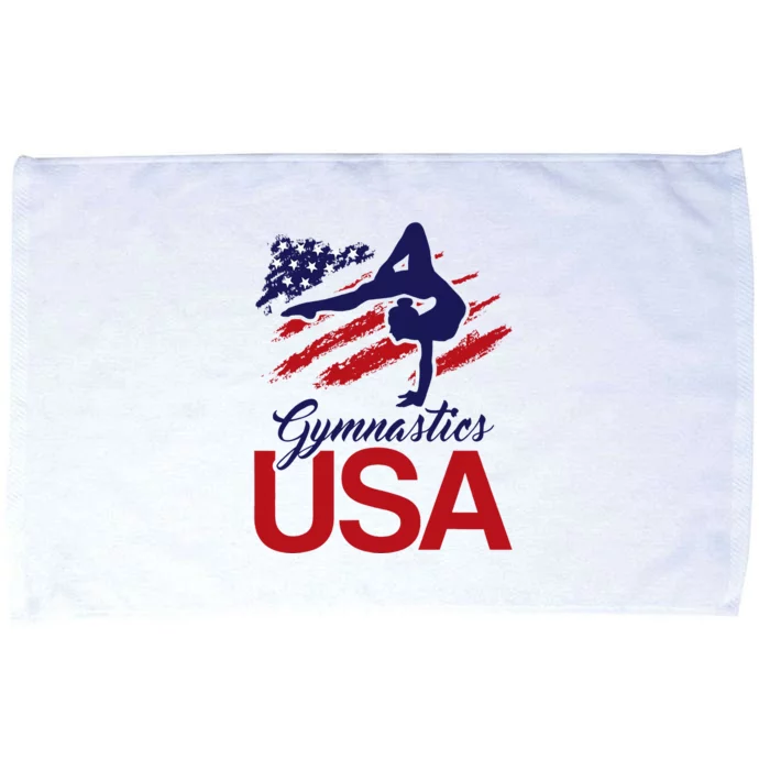 Girl Tumbling Gymnast Gymnastics Usa American Flag Microfiber Hand Towel