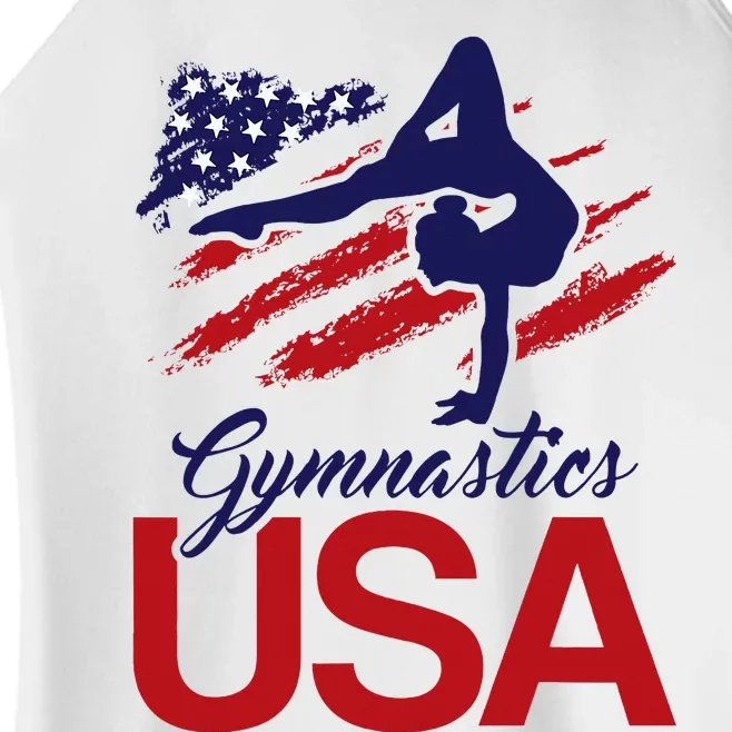 Girl Tumbling Gymnast Gymnastics Usa American Flag Women’s Perfect Tri Rocker Tank