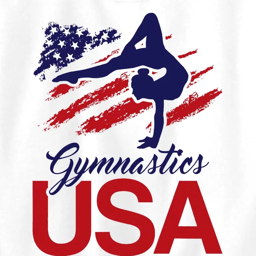 Girl Tumbling Gymnast Gymnastics Usa American Flag Kids Sweatshirt