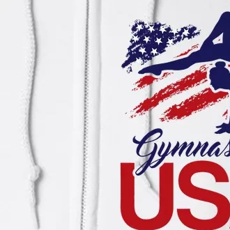 Girl Tumbling Gymnast Gymnastics Usa American Flag Full Zip Hoodie