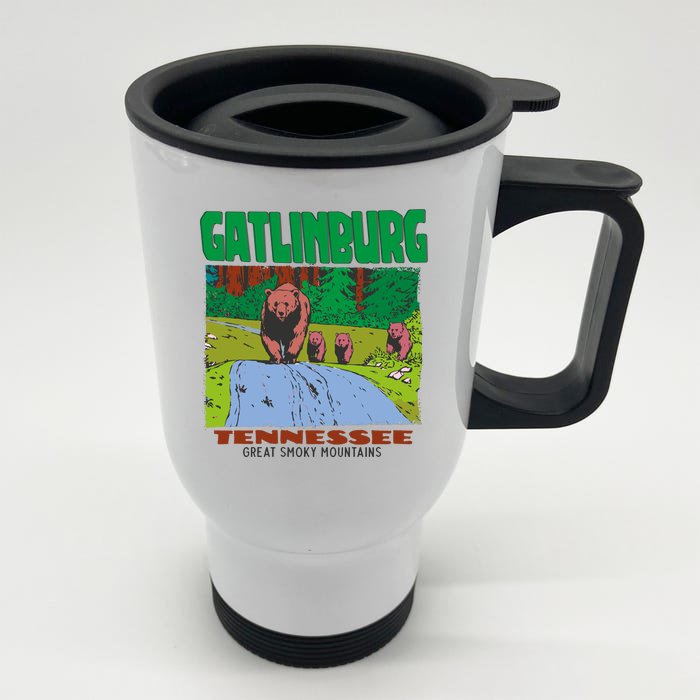 Gatlinburg Tennessee Great Smoky Mountains Bear Front & Back Stainless Steel Travel Mug