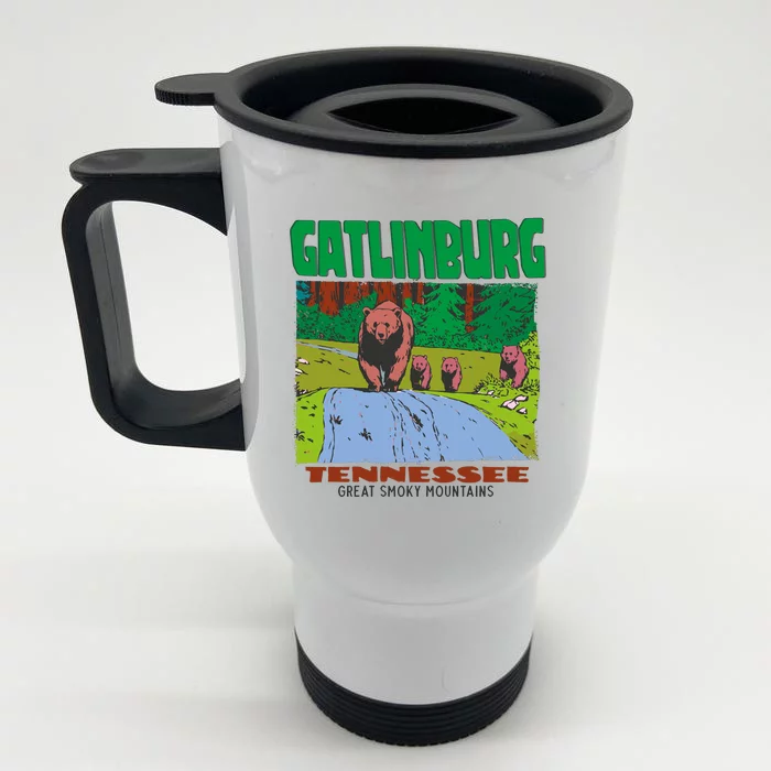 Gatlinburg Tennessee Great Smoky Mountains Bear Front & Back Stainless Steel Travel Mug