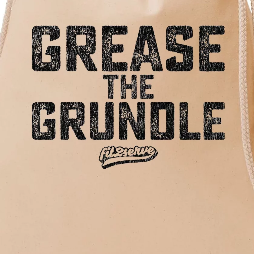 Grease The Grundle Funny Distressed Text Running Drawstring Bag