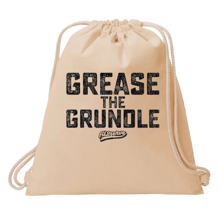 Grease The Grundle Funny Distressed Text Running Drawstring Bag