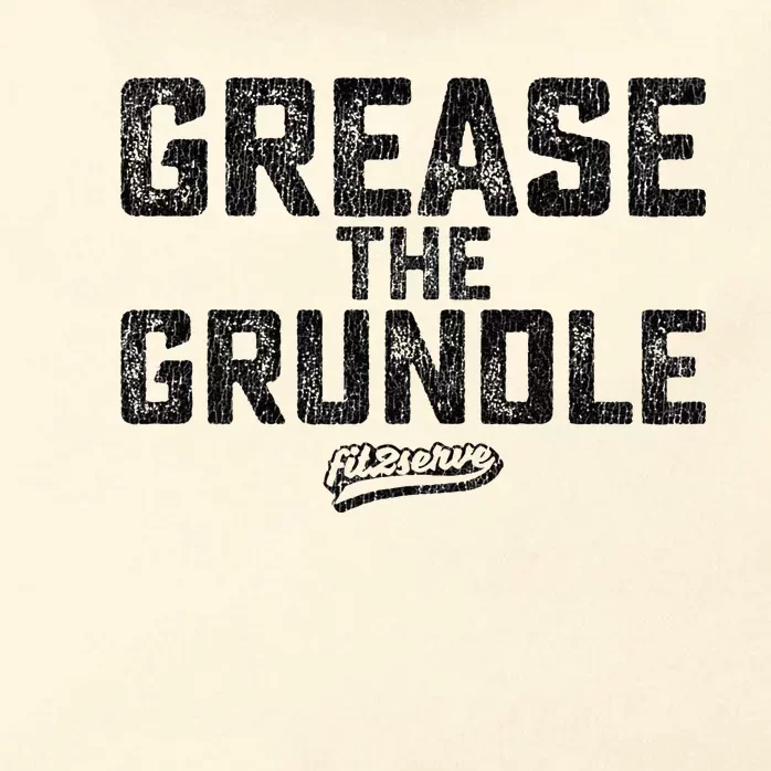 Grease The Grundle Funny Distressed Text Running Zip Tote Bag