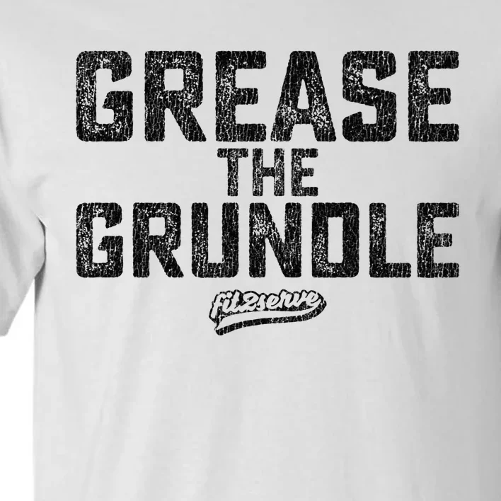 Grease The Grundle Funny Distressed Text Running Tall T-Shirt