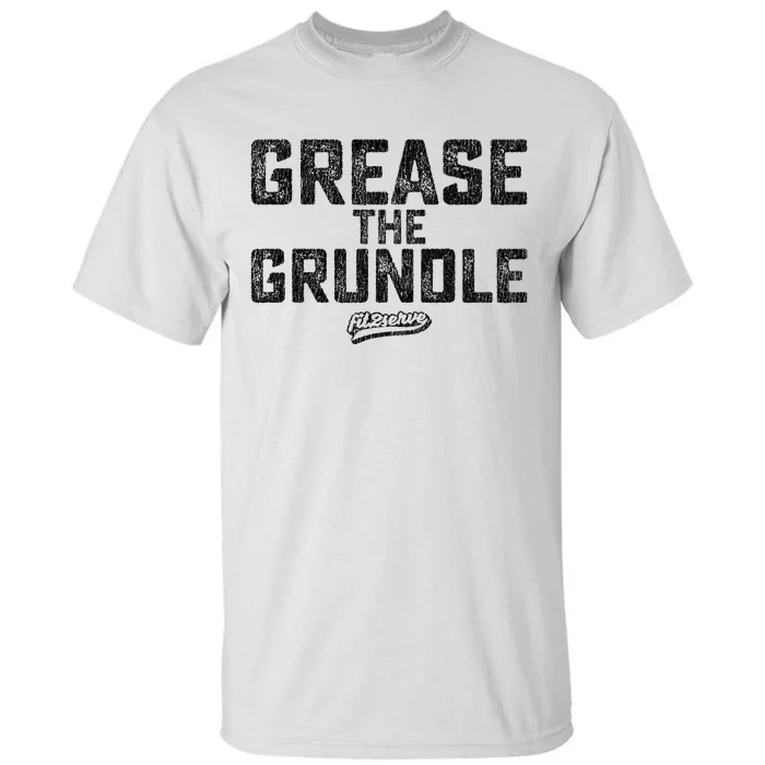 Grease The Grundle Funny Distressed Text Running Tall T-Shirt