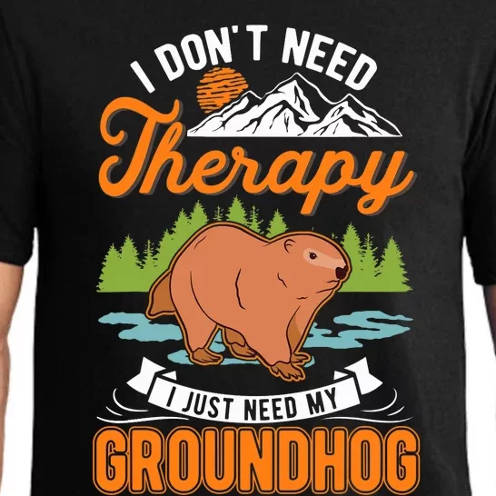 Groundhog Therapy Groundhog Day Woodchuck Marmot Pajama Set