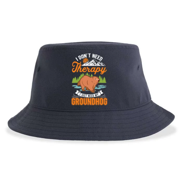 Groundhog Therapy Groundhog Day Woodchuck Marmot Sustainable Bucket Hat