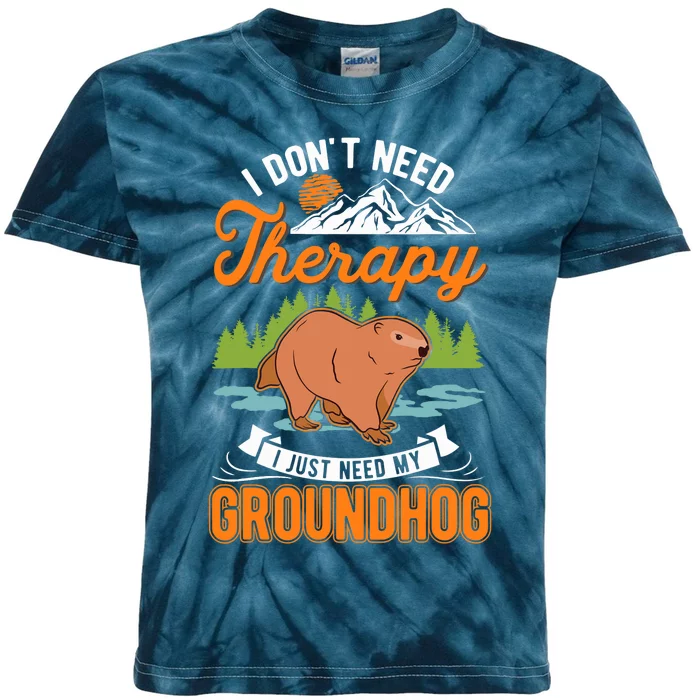 Groundhog Therapy Groundhog Day Woodchuck Marmot Kids Tie-Dye T-Shirt