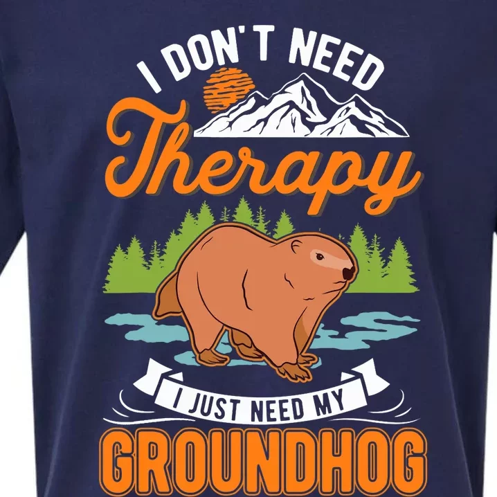 Groundhog Therapy Groundhog Day Woodchuck Marmot Sueded Cloud Jersey T-Shirt