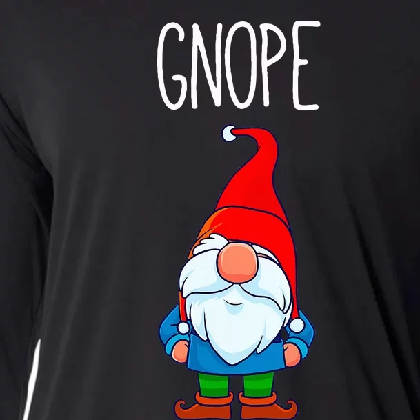 Gnope Tomte Garden Gnome Gift Funny Scandinavian Nope Cooling Performance Long Sleeve Crew