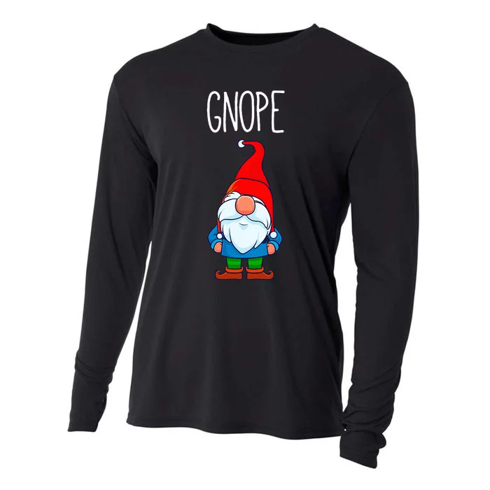 Gnope Tomte Garden Gnome Gift Funny Scandinavian Nope Cooling Performance Long Sleeve Crew